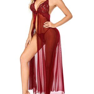 Small to 3X Plus Split Robe Long Maxi Gown Dress Nightie Chemise G-String NWT